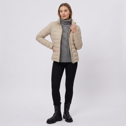 Women's Stand Collar Lightweight Puffer Jacket