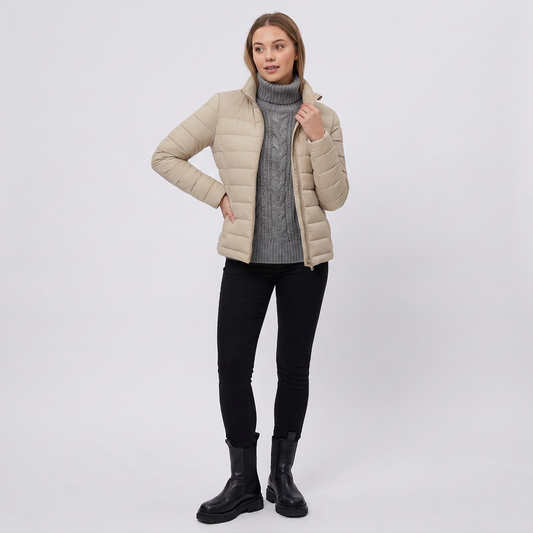 Women's Stand Collar Lightweight Puffer Jacket