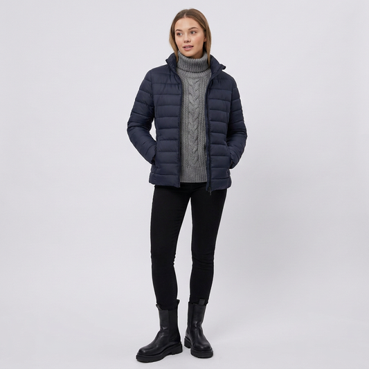 Women's Stand Collar Lightweight Puffer Jacket