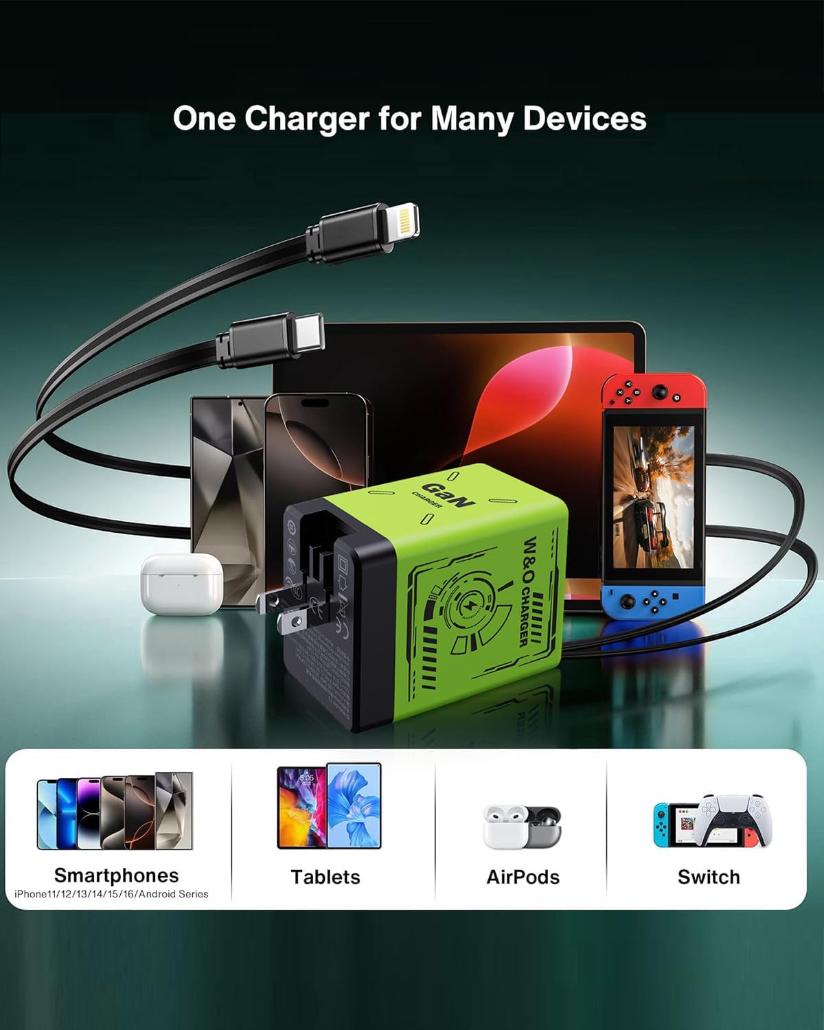 2-in-1 Charger with Retractable Cables