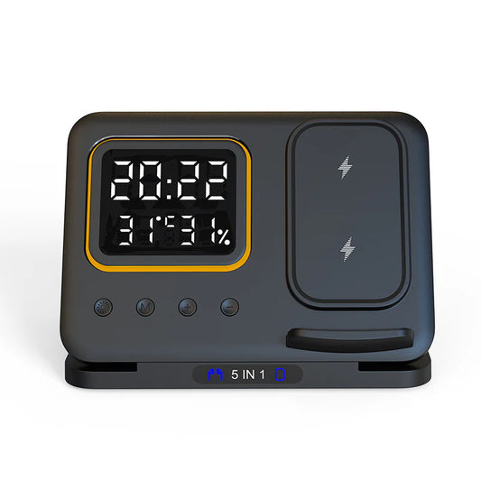 5 in 1 LED Digital Alarm Clock & Fast Charging Dock Station